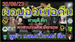 อัพเดทผลบอล 30/8/23 ยูฟ่าแชมเปี้ยนส์ลีก คาราบาวคัพ ซาอุโปรเฟส
